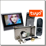 Комплект: беспроводной видеодомофон TUYA/WiFi с вызывной панелью и биометрическим замком KiVOS-7 (1+1+SL-812)