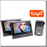 Комплект: беспроводной TUYA/WiFi видеодомофон с двумя мониторами KiVOS-7 REC-TUYA (1+2)